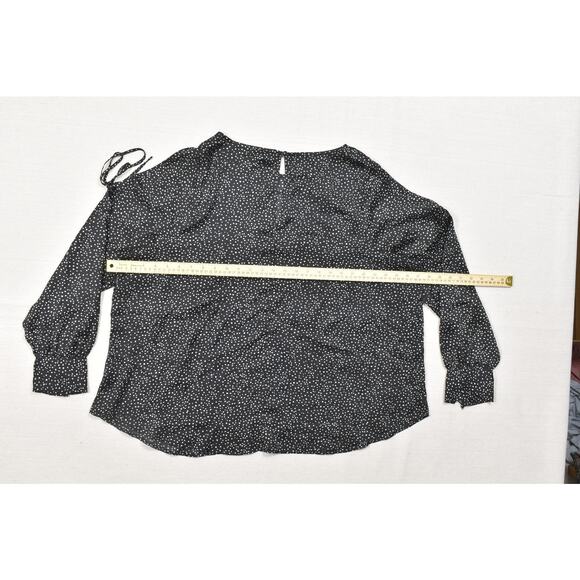 Lane Bryant Black White Polka Dot Blouse Plus Size 24 Long Sleeve Top - Picture 4 of 8